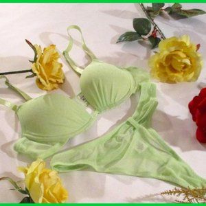 RAMPAGE LIME GREEN SHEER NET BRA SET